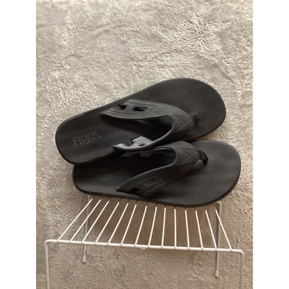Flojos Mens Black Flip Flops Sandals Thong Beach Size 12 - Picture 3 of 7